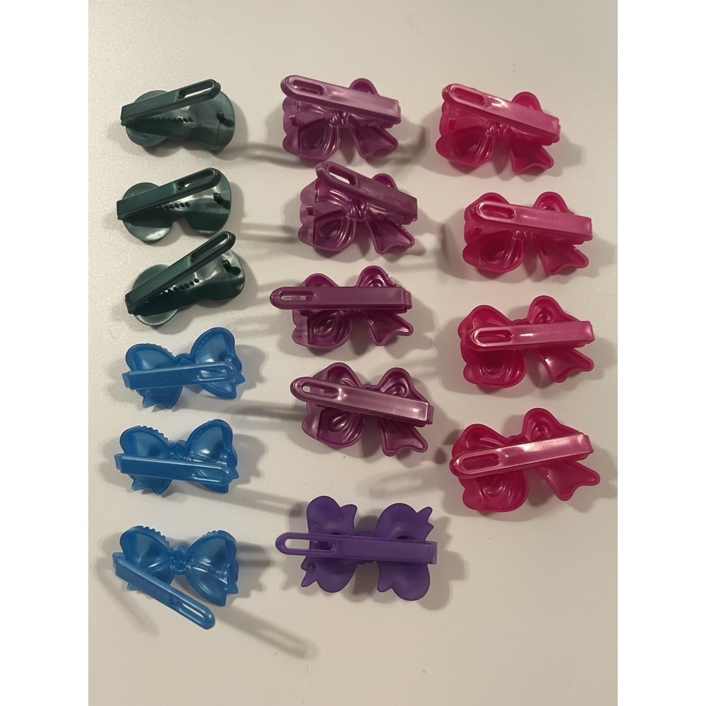 Lot Vintage Girl's Hair Clips Bow Barrette Metallic Colorful Assortment 90's Y2K - Picture 6 of 6